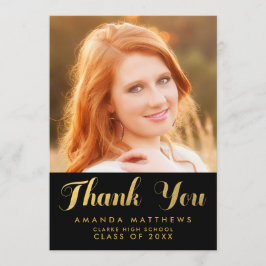 Tarjeta de agradecimiento por graduación negra de