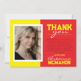 Tarjeta de agradecimiento por graduación roja y am