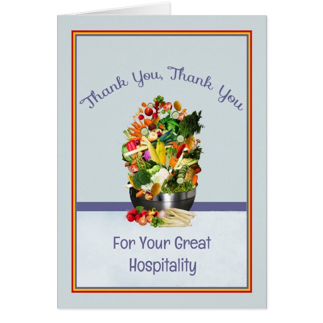 Tarjeta de agradecimiento por gran hospitalidad (Frente)