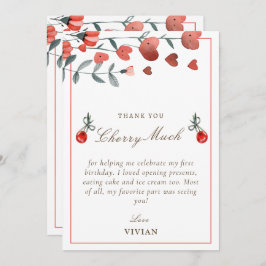 Tarjeta de agradecimiento por la cereza floral car