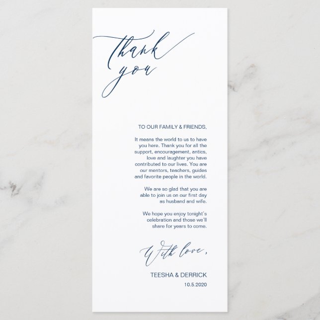 Tarjeta de agradecimiento por la configuración del (Anverso)