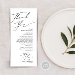 Tarjeta de agradecimiento por la configuración del<br><div class="desc">Comparte el amor y muestra tu agradecimiento a tus invitados cuando se sientan en su asiento y leen esta encantadora carta de agradecimiento personalizada. ¡Es una manera maravillosa de empezar tu celebración especial del día! Con esta tarjeta se establecerá el tono de un evento inolvidable. La tarjeta de agradecimiento incluye...</div>