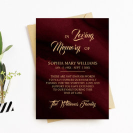 Tarjeta de agradecimiento por la memoria de la sol