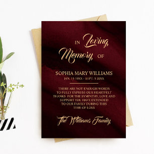 Tarjeta de agradecimiento por la memoria de la sol