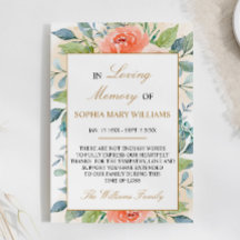 Tarjeta de agradecimiento por la memoria de simpat