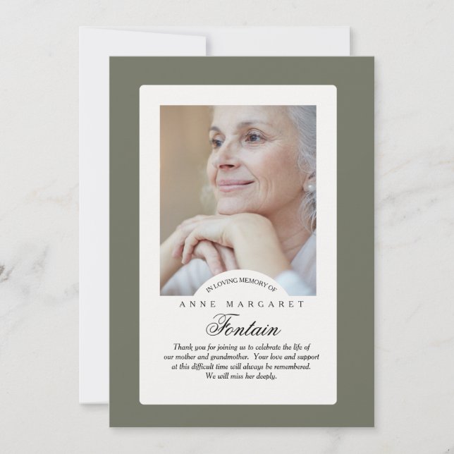 Tarjeta de agradecimiento por la memoria eterna (Anverso)