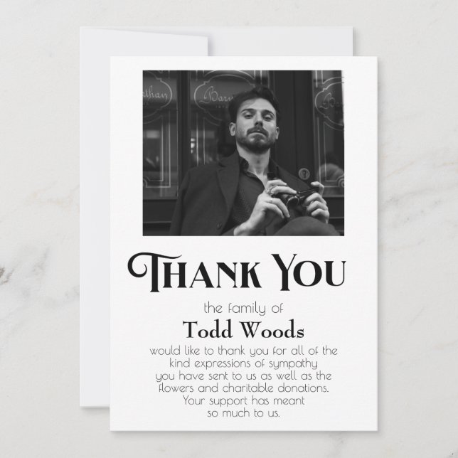 Tarjeta de agradecimiento por la simpatía de la fo (Anverso)