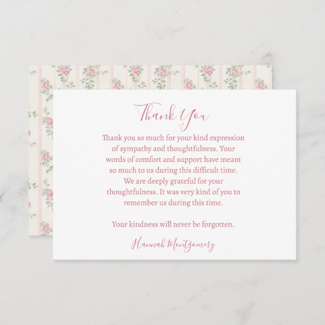 Tarjeta de agradecimiento por la simpatía del fune (Anverso / Reverso)