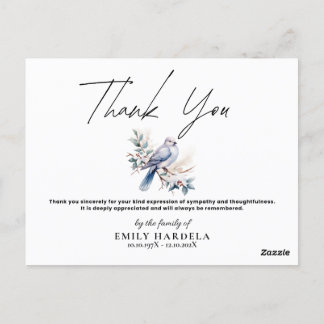 Tarjeta de agradecimiento por la simpatía del fune