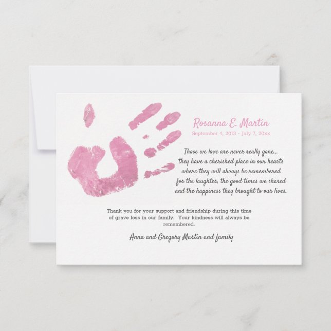 Tarjeta de agradecimiento por la simpatía rosa de  (Anverso)