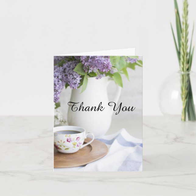 Tarjeta De Agradecimiento Por La Tarde Tea Lilac Flowers Gracias (Anverso)