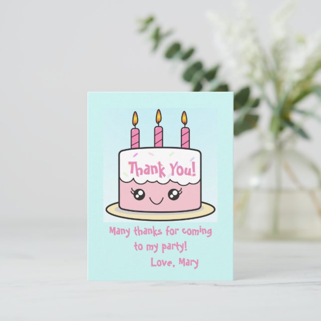 Tarjeta de agradecimiento por la tarta de cumpleañ (Anverso de pie)