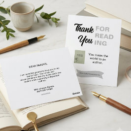 Tarjeta de agradecimiento por leer autor promoción
