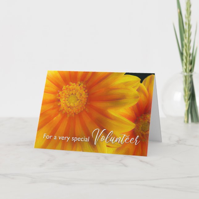 Tarjeta De Agradecimiento Por los voluntarios gracias flores de Gazania (Anverso)