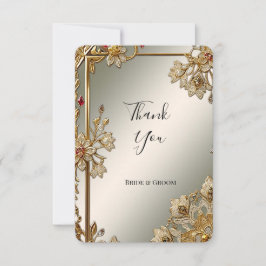 Tarjeta de agradecimiento por marco floral ornado 