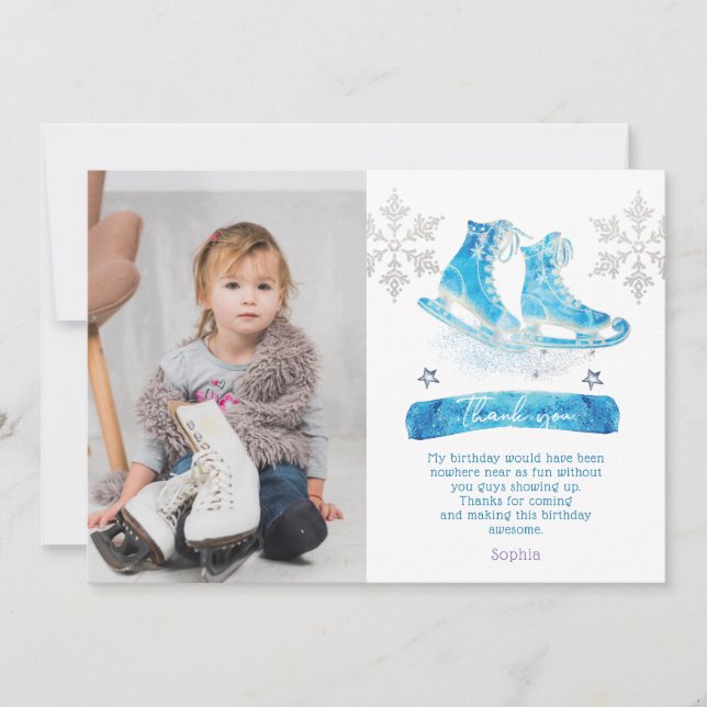 Tarjeta de agradecimiento por patinar sobre hielo  (Anverso)