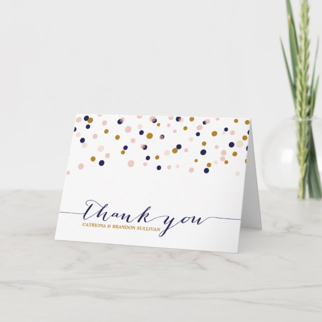 Tarjeta de agradecimiento por puntos de confetti r (Anverso)