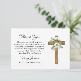 Tarjeta de agradecimiento por simpatía de cruz de