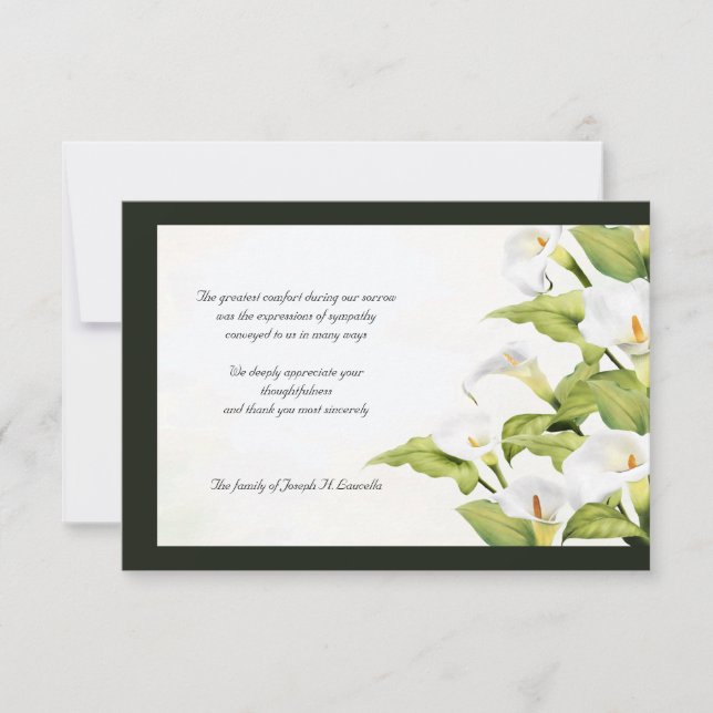 Tarjeta de agradecimiento por simpatía de lirios (Anverso)
