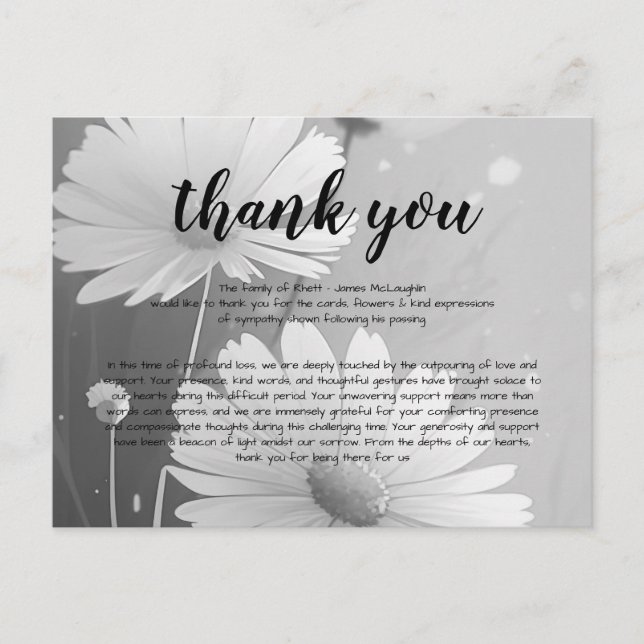Tarjeta de agradecimiento por simpatía en el funer (Anverso)