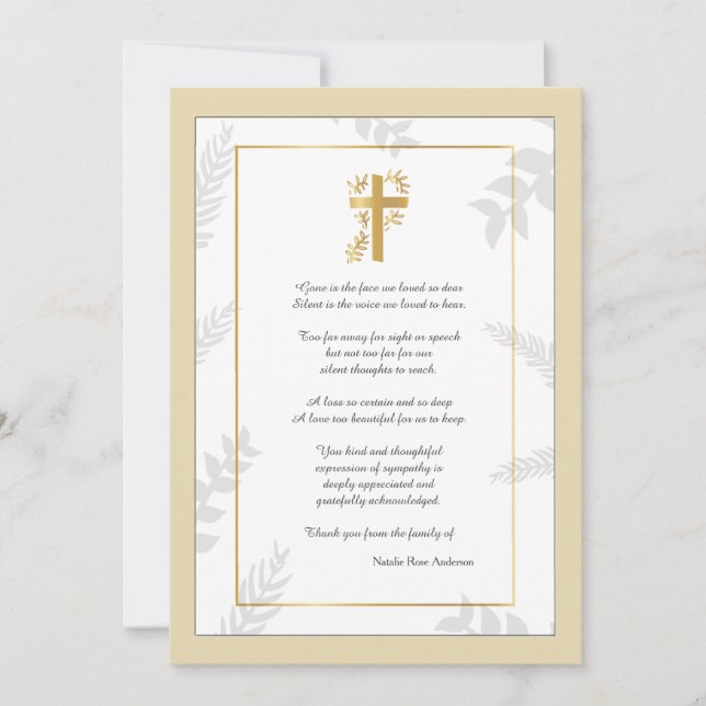 Tarjeta de agradecimiento por simpatía religiosa (Anverso)