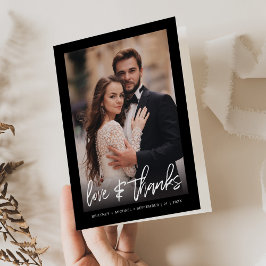 Tarjeta de agradecimiento por simple foto negra co