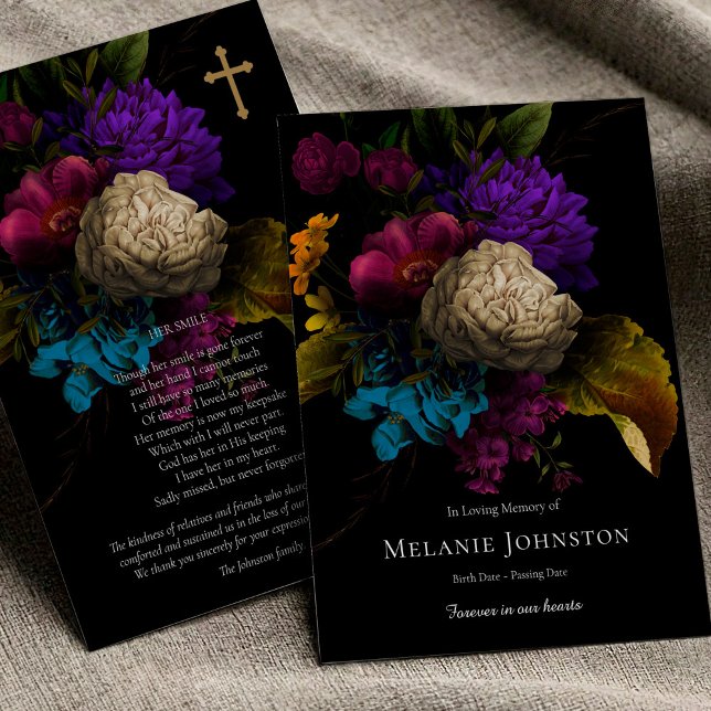 Tarjeta de agradecimiento por solidaridad floral c (Vintage Floral funeral thank you card, funeral program, funeral keepsake, order of service)