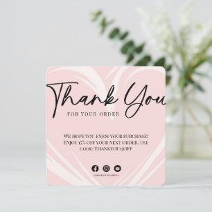 Tarjeta de agradecimiento por su pedido en rosa ru
