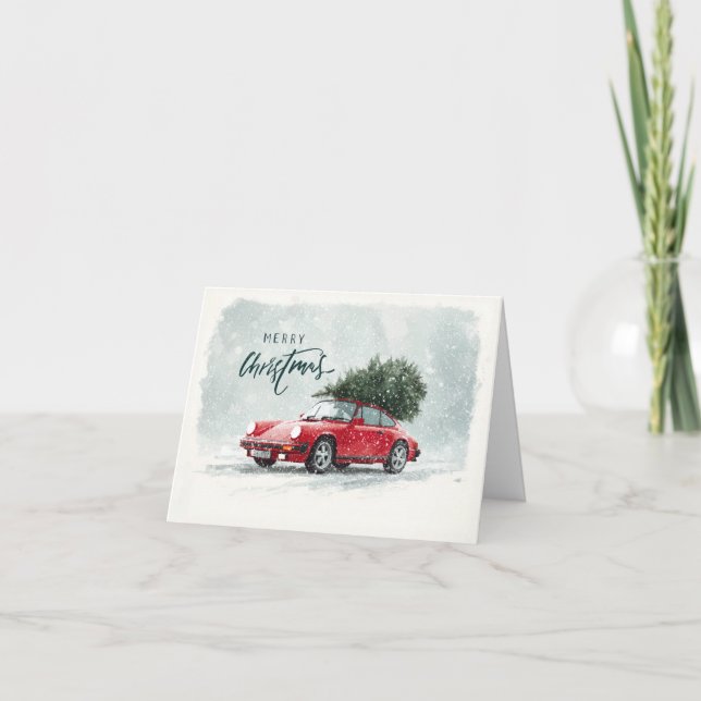 Tarjeta De Agradecimiento Porsche 911 Classic Merry Christmas Card (Anverso)