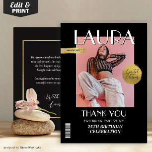 Tarjeta De Agradecimiento Portada de la revista Personalizado de cumpleaños 