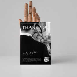 Tarjeta De Agradecimiento Portada de revista de código QR en blanco y negro 