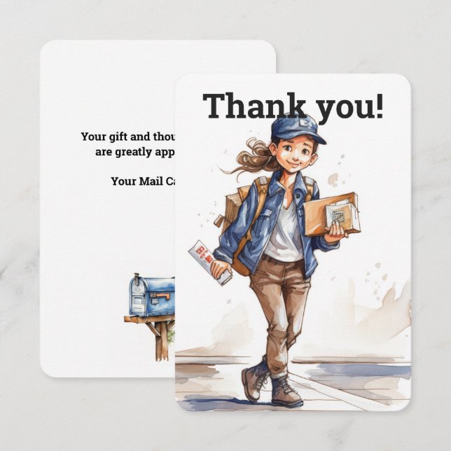 Tarjeta De Agradecimiento Portadora de cartas personalizado femenina (Anverso / Reverso)
