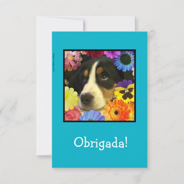 Tarjeta De Agradecimiento Portugués: ¡Gracias cardar/Obrigada! (Anverso)