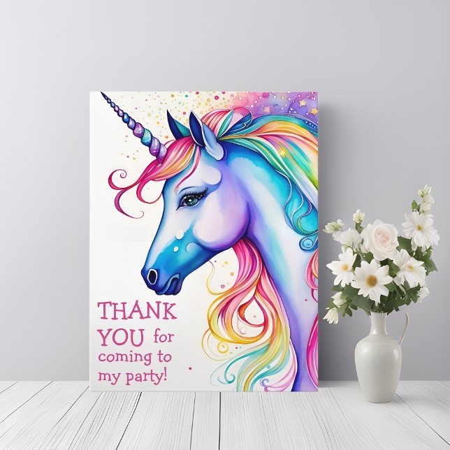 Tarjeta de agradecimiento postal de cumpleaños Uni (Gratitude and Whimsy Unite! 🦄💕)