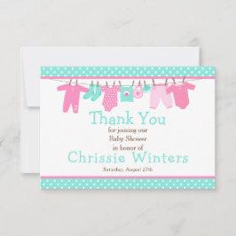 Tarjeta De Agradecimiento Poster de Baby Shower de la línea roja y verde del