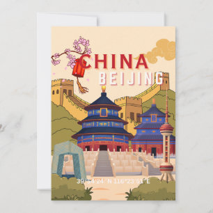 Tarjeta De Agradecimiento Póster de viaje a Pekín, China   Arte mural de ciu