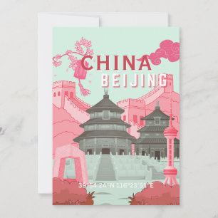 Tarjeta De Agradecimiento Póster de viaje a Pekín, China Arte verde menta,