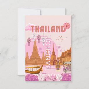 Tarjeta De Agradecimiento Póster de viaje boho retro de Bangkok Tailandia