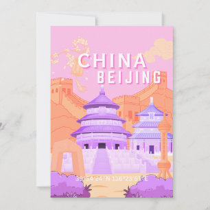 Tarjeta De Agradecimiento Póster de viaje de Pekín China Arte rosa y lavan