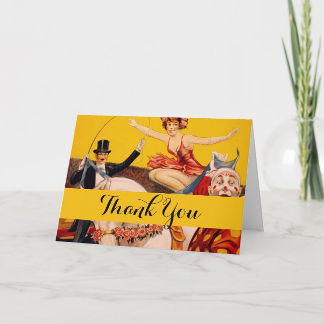 Tarjeta De Agradecimiento Poster del intérprete de circo de color vintage (Anverso)