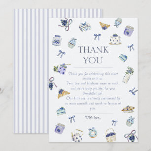 Tarjeta De Agradecimiento Postre de Arándanos Baby Shower Acuarela