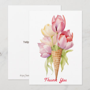 Tarjeta De Agradecimiento Postre de flores de tulipán