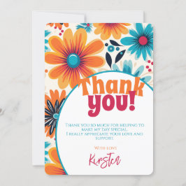 Tarjeta De Agradecimiento Potencia de las flores de la vibra de los años 70