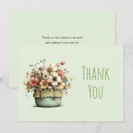 Tarjeta De Agradecimiento Potted Flowers Cozy Shabby Style Cute