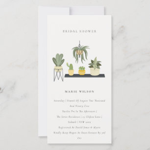 Tarjeta De Agradecimiento Potted Leafy Succulent Plants Bridal Shower Invite