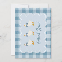 Tarjeta De Agradecimiento Powder Blue Gingham Goose Baby Shower Thank You