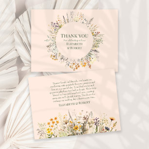 Tarjeta De Agradecimiento Pradera de flores silvestres de tono melocotón dif