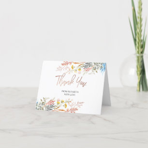 Tarjeta De Agradecimiento Prado de flores silvestres en acuarela secas