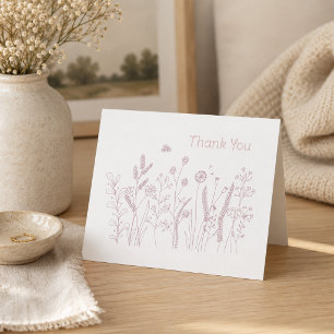Tarjeta De Agradecimiento Prado de flores silvestres minimalista rosa Gracia