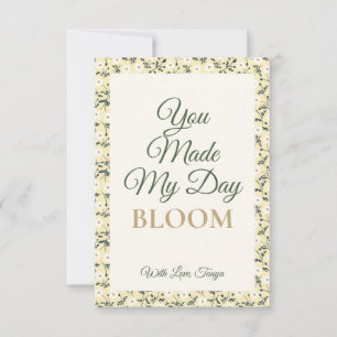 Tarjeta De Agradecimiento Prado Susurrante - Borde Floral Amarillo Mantequil